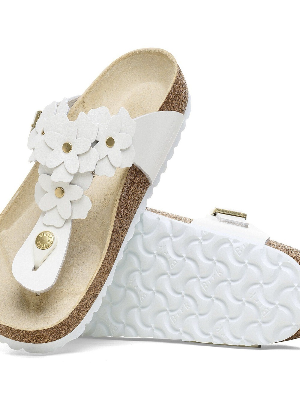 Birkenstock Gizeh Flowers in white leather - size 40